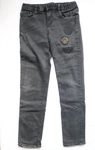Gap Kids Boys Denim Jeans 14 Regular Slim Black Patch Work Stretch - Picture 1 of 5
