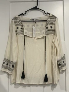 Cupcakes und Kaschmir Top Damen Gr. L Boho Quaste bestickt 3/4 Arm Viskose - Bild 1 von 7