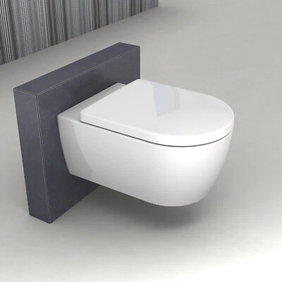 WC sospeso a parete senza bordo di risciacquo senza bordo di risciacquo NANO coperchio softclose - Immagine 1 di 4