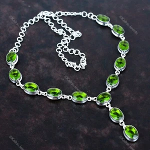 Womens day Deal Peridot Stone Sterling Silver New Chain August Birthday Necklace - Picture 1 of 7