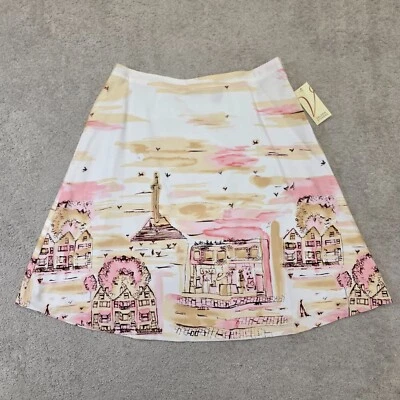 Falda Valerie Stevens Mujer Línea A Romántica Ciudad Amarillo Rosa Forrada 14 NUEVA Foto 1 de 4