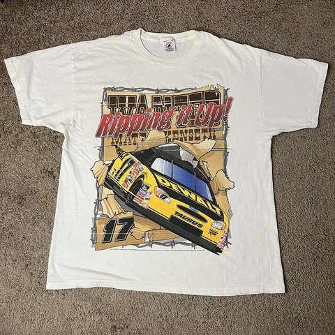 VTG Matt Kenseth RIPPING IT UP! NASCAR Double Sided T Shirt Men's Sz XL Dewalt Cover