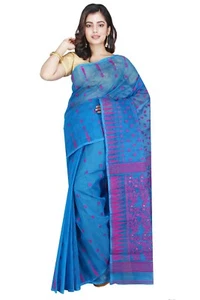 Mujeres indias tradicional Resham Dhakai Jamdani saris fiesta ropa festiva especial - Imagen 1 de 4