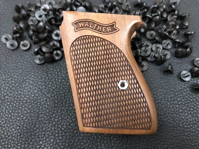 AGARRES DE MADERA DE NOGAL A CUADROS WALTHER PPK - Imagen 1 de 3