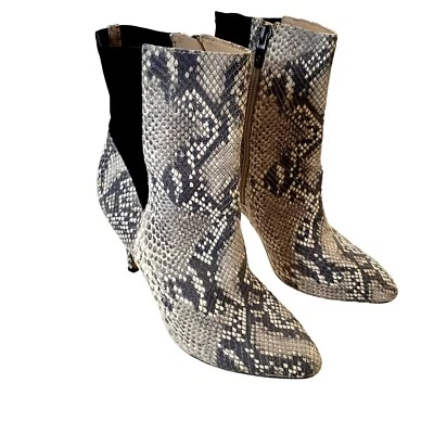 Carolinna Espinosa Snakeskin Animal Print Boots Side Zip Chic City Modern Sz 6M - Image 1 of 4