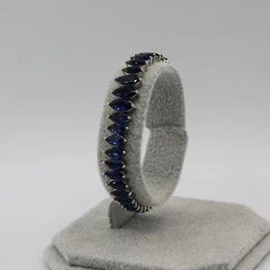 Platinum Plated Dark Blue CZ Tennis Style Bracelet 17 cm Hypoallergenic Gift - Picture 1 of 10