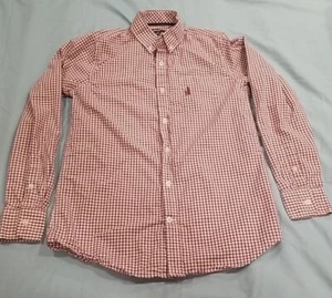 Johnnie-O Shirt Youth 14 Button Down Red Plaid Long Sleeve Casual - Picture 1 of 11