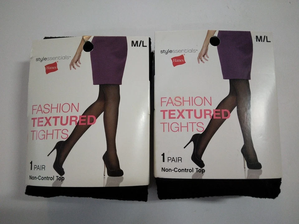 Medias texturizadas Hanes Style Essentials Fashion SE punto diamante negro lote de 2 nuevas Foto 1 de 4