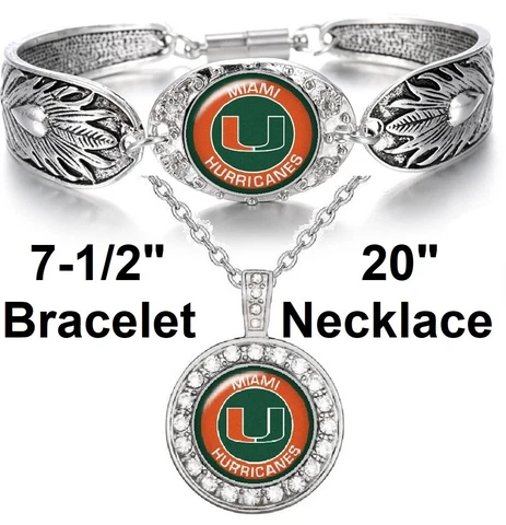 Miami Hurricanes 925 Sterling Silver Necklace And Bracelet Set State D3D18 Cover