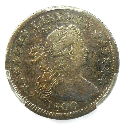 Media moneda de diez centavos busto drapeado 1800 H10C - Certificado PCGS detalles finos - ¡Moneda de fecha rara! Foto 1 de 4