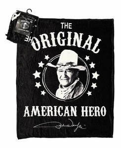 John Wayne Black & White American Hero Throw Blanket, 50" x 60" - Picture 1 of 1