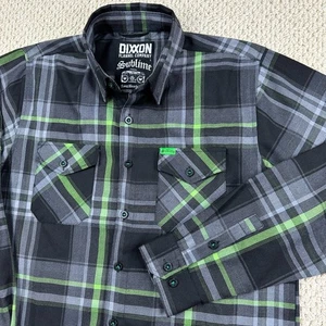 Dixxon Flannel Co Sublime Shirt Mens L Green Black Plaid Long Sleeve Button Down - Picture 1 of 10
