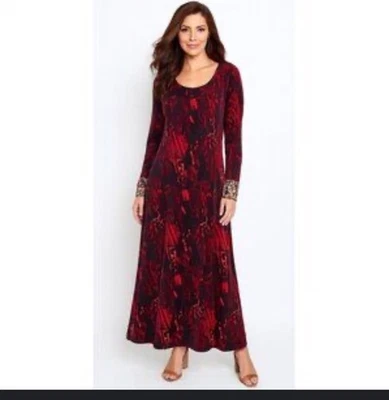 Maxi Vestido Rojo Bordado Bolsillos Boho Cuentas SOFT AROUND SANTIAGO L Foto 1 de 4