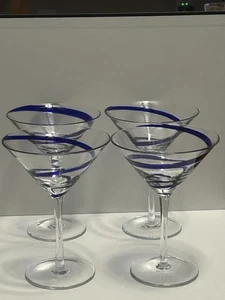 Pier 1 SWIRLINE Kobaltblau Swirl Martini Cosmopolitan Glas Hoch 4er Set - Bild 1 von 6