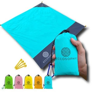 60x55" Blue Waterproof Compact Pocket Beach Blanket - Picture 1 of 6