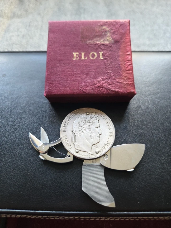 ELOI PERNET 1847 MONEDA FRANCESA 3 hojas cuchillo/tijeras/archivo- plata 900 Foto 1 de 4