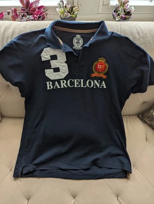Camiseta Polo Rugby Vintage Barcelona Logo Grande Talla XL Foto 1 de 4