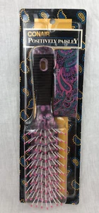 Conair Hair Brush Positively Paisley w/ Matching Barrett 9 Row NOS 90’s Vintage - Picture 1 of 9