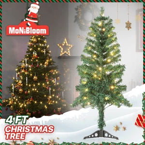 Árbol de Navidad verde artificial de 4 pies con luz cálida LED decoración de fiestas - Imagen 1 de 8
