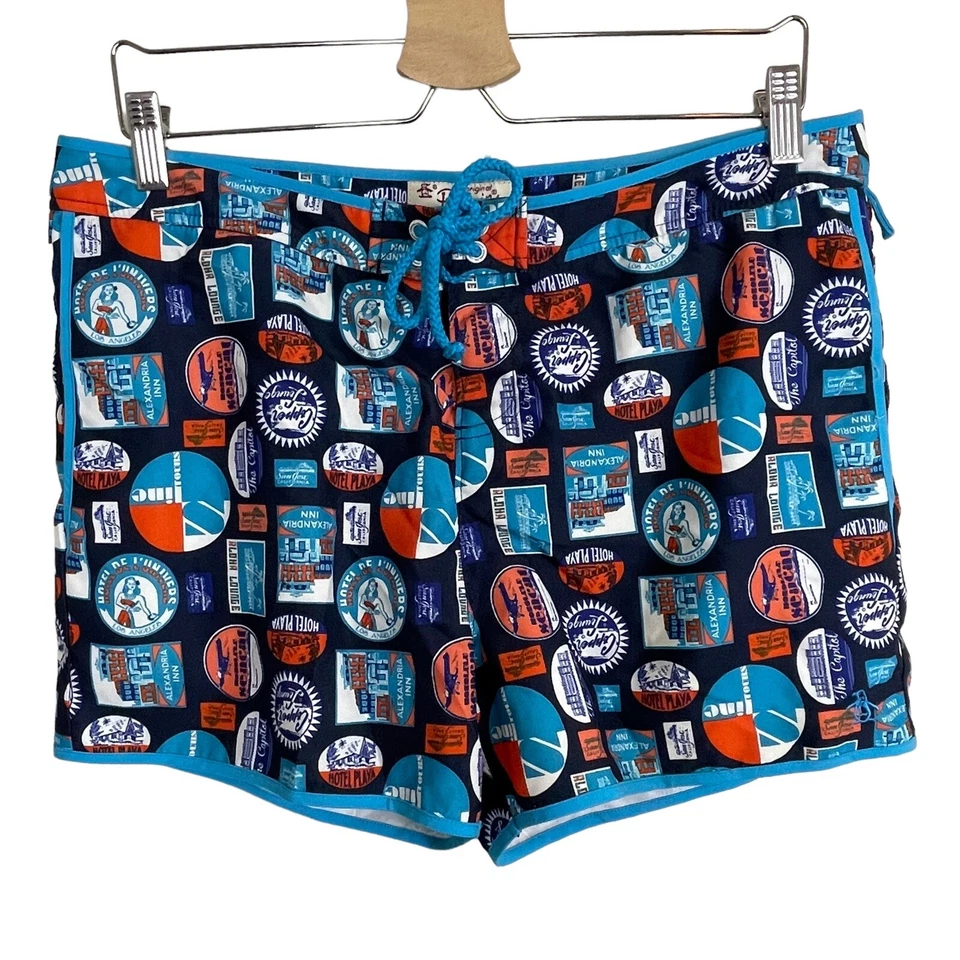 Penguin by Munsingwear Vintage Hotels 3" Inseam Board Shorts Size 34 - Image 1 of 4