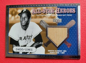 ROBERTO CLEMENTE GAME USED BAT CARD # 2001 UPPER DECK HEROES PITTSBURGH PIRATES - Picture 1 of 2