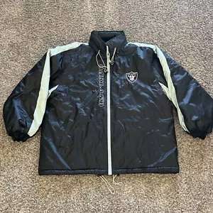 Chaqueta con Capucha Cremallera Completa Puffer NFL Oakland Raiders Vintage Años 90 Logo XL Atlética - Imagen 1 de 9