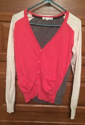 Suéter Jolt Mujer Talla Mediana Rosa Gris Blanco Manga Larga Camisa Top Cuello en V B258 Foto 1 de 3