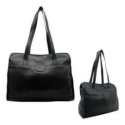 Vintage 60s 70s ETIENNE AIGNER XL Soft Leather Briefcase Tote Laptop Bag BLACK - Image 1 of 4