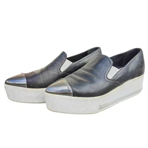 Miu Miu Metal Cap Toe Leather Platform Slip On Sneakers Size 36 Prada Italy - Picture 1 of 8