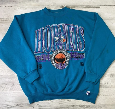 Vintage Charlotte Hornets NBA Logo 7 Sweatshirt XL Made In USA Cover