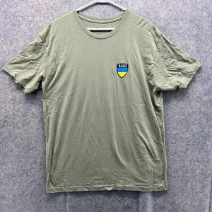 5.11 Tactical Shirt Mens Extra Large Green Olive Crewneck Cotton Logo XL Shield - Picture 1 of 11
