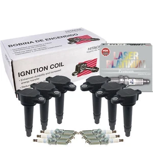 Hitachi 6 Ignition Coils NGK 6 Laser Platinum Spark Plugs Kit For Chrysler Dodge - Picture 1 of 1