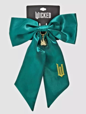 NEW Wicked Emerald City Satin Green Embroidered Hair Bow Hair Clip Coquette Cute - Image 1 of 4