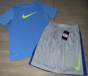 Nike Boy’s Large Set-NWOT Blue Dri Fit Logo T Shirt & NWT GRAY LOGO SHORTS-NEW!