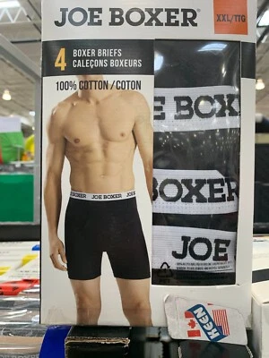 Cuecas boxer masculinas Joe Boxer pacote com 4, pretas, XXL, 100% algodão - Imagem 1 de 4