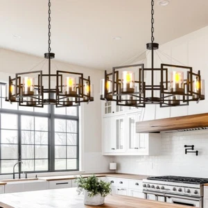 Large Vintage Chandelier Farmhouse Ceiling Pendant Light Fixture for Home Decor - Picture 1 of 18