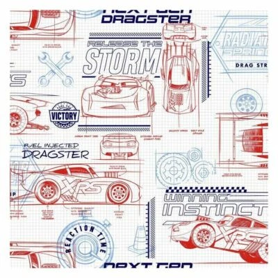York DI0915 Red Disney and Pixar Cars Schematic Unpasted Wallcoverings - Image 1 of 4
