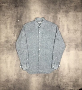 Loro Piana Made in Italy 100% Linen Blue Andre Shirt Size L - Picture 1 of 18