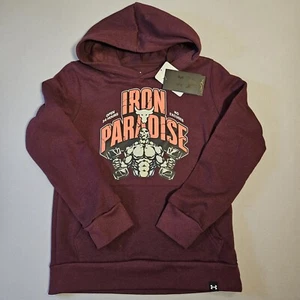 Under Armour Project Rock Hoodie Boys M Maroon Sweatshirt Iron Paradise Youth MD - Picture 1 of 24