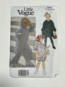 Jumpsuit Dress Vtg Little Vogue Uncut Sewing Pattern V7953 Toddler Sizes 1-3 - Picture 1 of 2