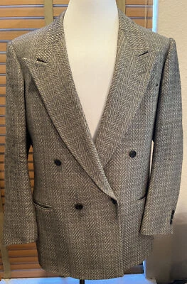 Blazer De Colección Pierre Cardin Caqui Negro Espiga Doble Pecho Pico Talla 42R Foto 1 de 4