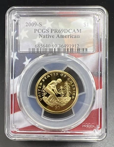 2009 S Sacagawea Native Dollar PCGS PR69 DCAM USA Flag Holder - Picture 1 of 9