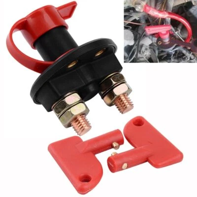 12V-24V Car Boat Battery Disconnect Kill Cut-off Switch w/ 2 Removable Keys 200A - Immagine 1 di 4