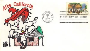USA HAND PAINTED RICHARD ELLIS ANIMATED CACHET FDC 1977 ALTA CALIFORNIA - Picture 1 of 1