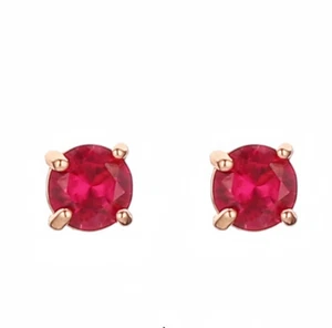 925 Sterling Silver 5mm Ruby Basket Earrings Gemstone Rose Gold Plated - Picture 1 of 3