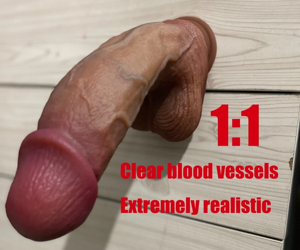 Consolador realista de silicona con ventosa para pene grande Dong grueso juguetes sexuales para mujeres Foto 1 de 4