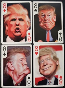 US President Donald Trump Funny Caricature Cartoon Playing Cards Set of 4 Eights - Picture 1 of 2
