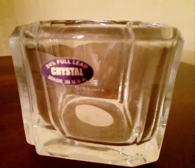 Azucarero vintage de cristal de plomo de los años 60 diseño geométrico sin tapa facetado Foto 1 de 4