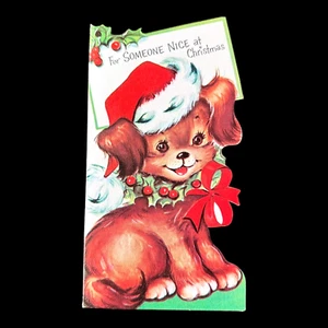 Vintage Christmas Greeting Card Paramount Dog Die Cut Anthropomorphic - Picture 1 of 3