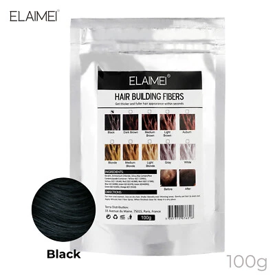 Hair Loss Building Fibers 100g Alopecia Keratin Thicker Concealer Black Bag 100g - image 1 of 4